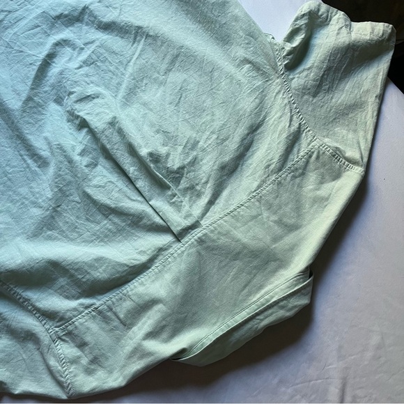 APRAW light mint sage green linen boxy oversized button up short sleeve shirt - Picture 3 of 5